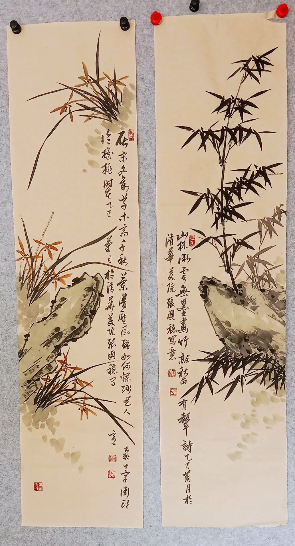 兰竹对屏